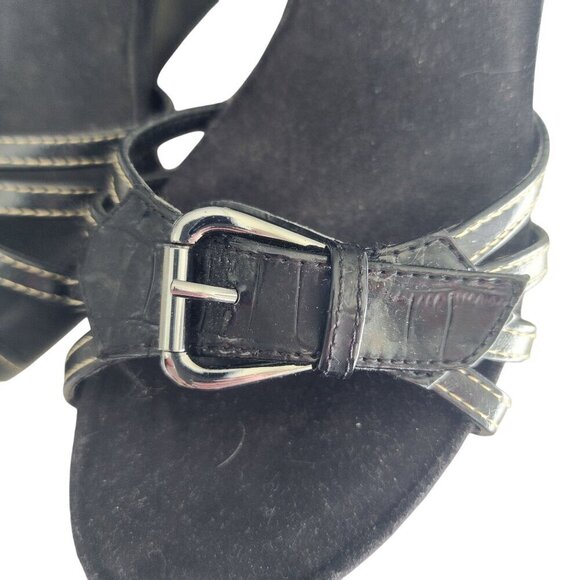 Aerosoles Black Strappy Platform Wedge Sandals Buckle Detail Adjustable Size 10 - Picture 13 of 14